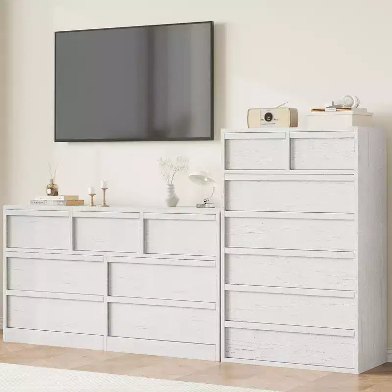 Comò a 7 cassetti per camera da letto – Cassettiera alta con ampio spazio di archiviazione, bianco