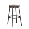 Stockton 25 Backless Metal Swivel Stool - Slate Grey - Golden Oak Seat