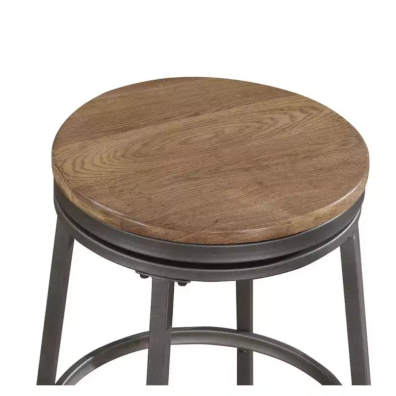 Sgabello girevole senza schienale in metallo da 25" - Grigio ardesia con seduta in rovere