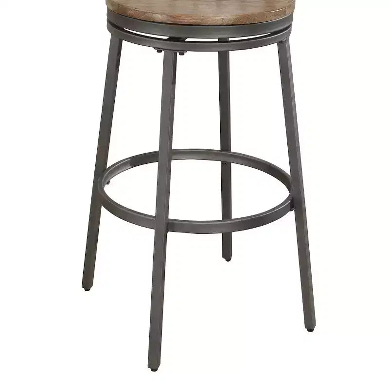 Sgabello girevole senza schienale in metallo da 25" - Grigio ardesia con seduta in rovere