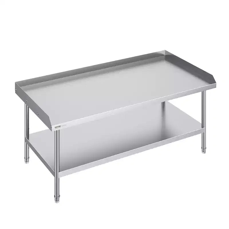 VEVOR Stainless Steel Work Table, 30 x 60 x 26 Inch Commercial Food Prep Worktable, 3-Sided Backsplash Heavy Duty Prep Worktable