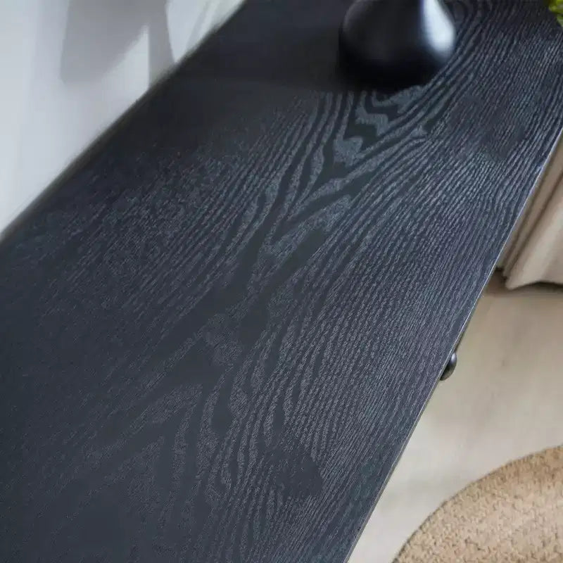 Console da 59,2" in legno intagliato con ripiano e 2 cassetti