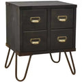eHemco Antique Style 4-Drawer Storage End Table Side Table with Metal Hairpin Legs