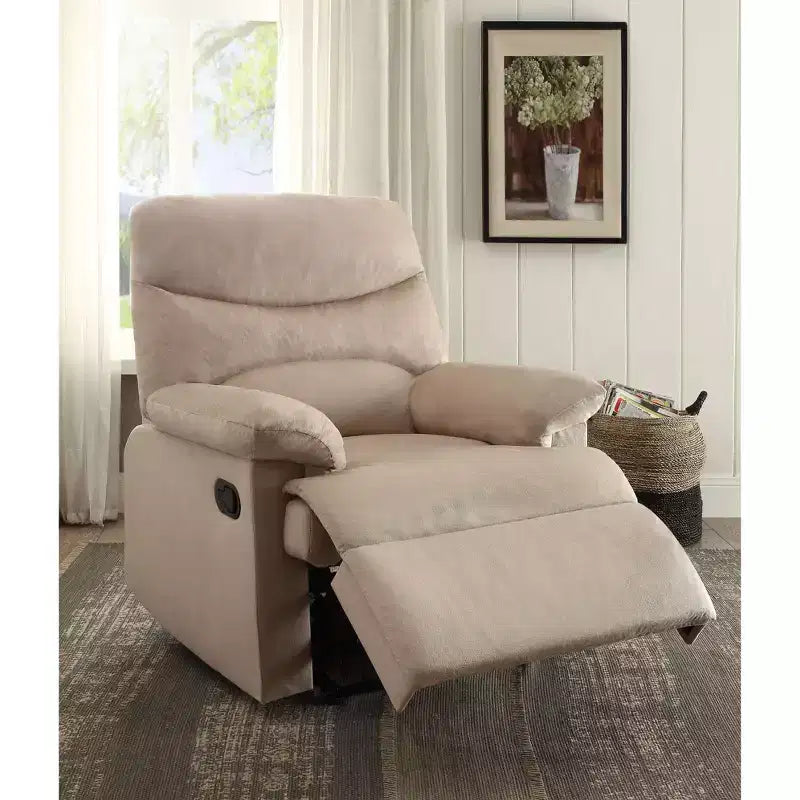 Okak Furry Elegant Accent Recliner Chair with Memory Foam Seating Latch Handle Modern Single Sofa for Living Room Bedroom Reading Room, Navy