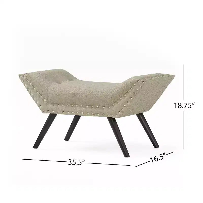 Pouf contenitore imbottito in tessuto contemporaneo con bottoni e borchie decorative
