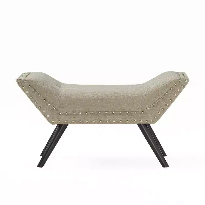 Pouf contenitore imbottito in tessuto contemporaneo con bottoni e borchie decorative