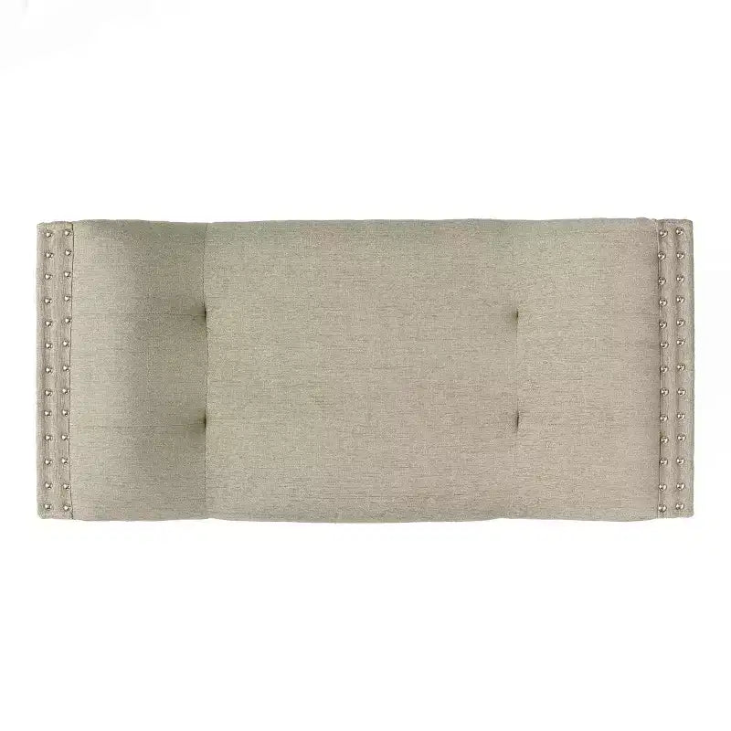 Pouf contenitore imbottito in tessuto contemporaneo con bottoni e borchie decorative