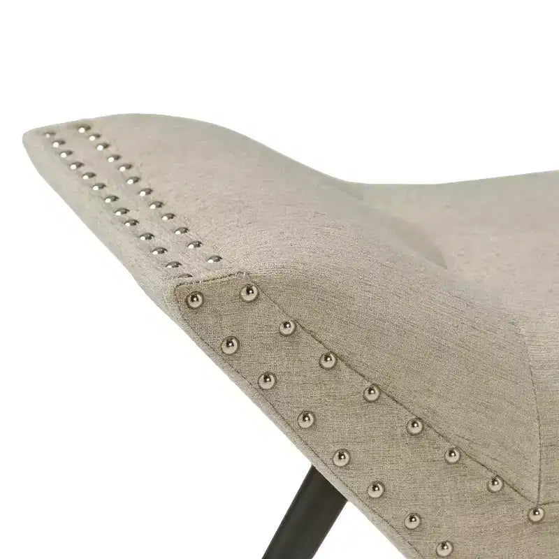 Pouf contenitore imbottito in tessuto contemporaneo con bottoni e borchie decorative