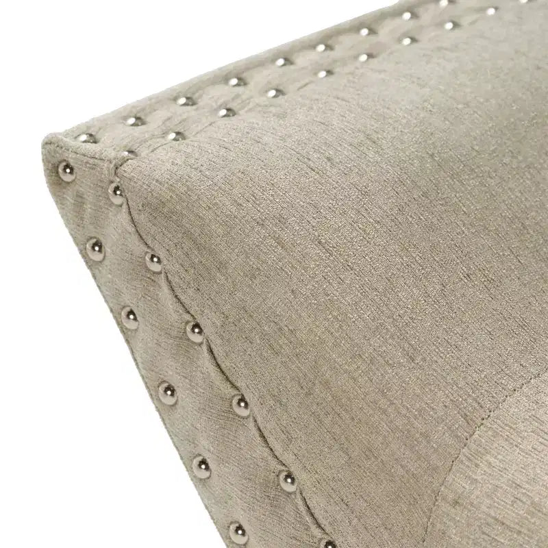 Pouf contenitore imbottito in tessuto contemporaneo con bottoni e borchie decorative