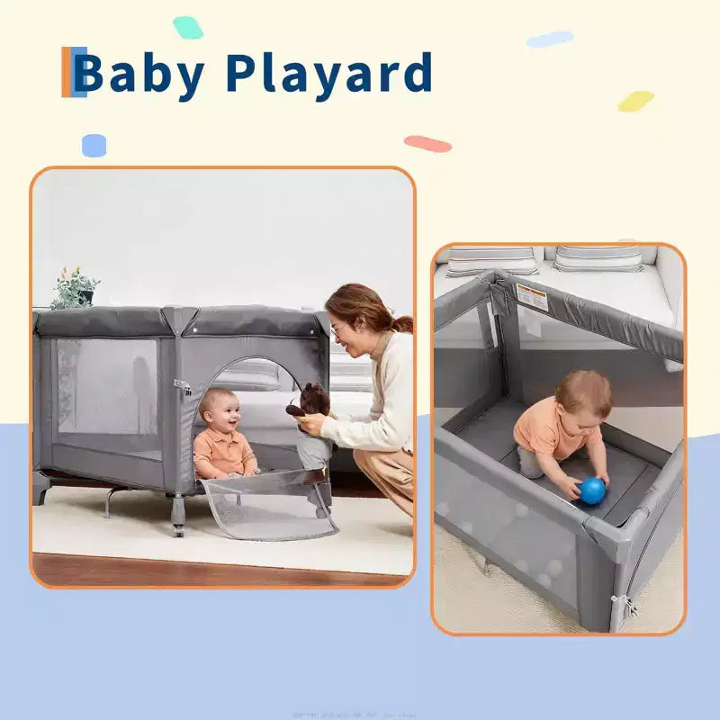 Culla e Lettino Fianco Letto 5-in-1 con Fasciatoio, Materasso, Giostrina e Zanzariera