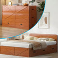 Mjkone Full-Size Convertible Murphy Bed Cabinet with Mattress & Storage Drawers, No Rails, 4 Finishes, Solid Wood Frame