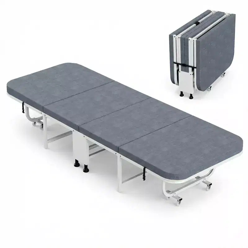 Letto Pieghevole per Ospiti con Materasso in Memory Foam, Portata 158 kg, Ruote Girevoli a 360°, Design Compatto
