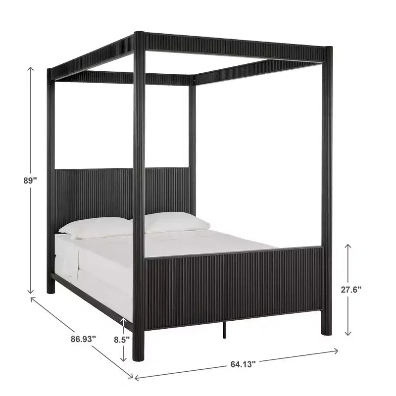 Struttura letto a baldacchino in metallo Queen Size - Nero