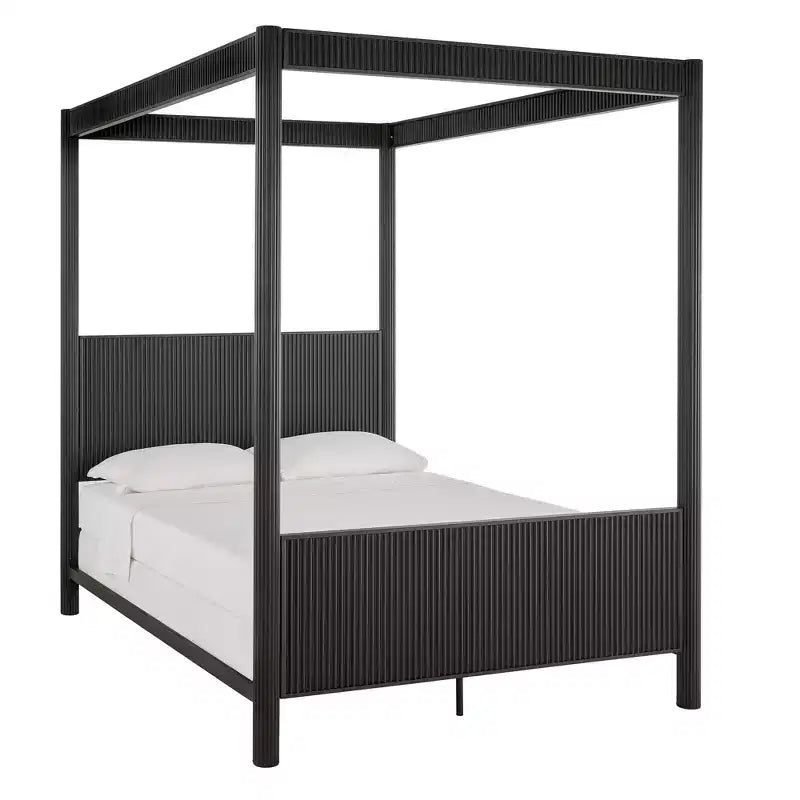 Struttura letto a baldacchino in metallo Queen Size - Nero
