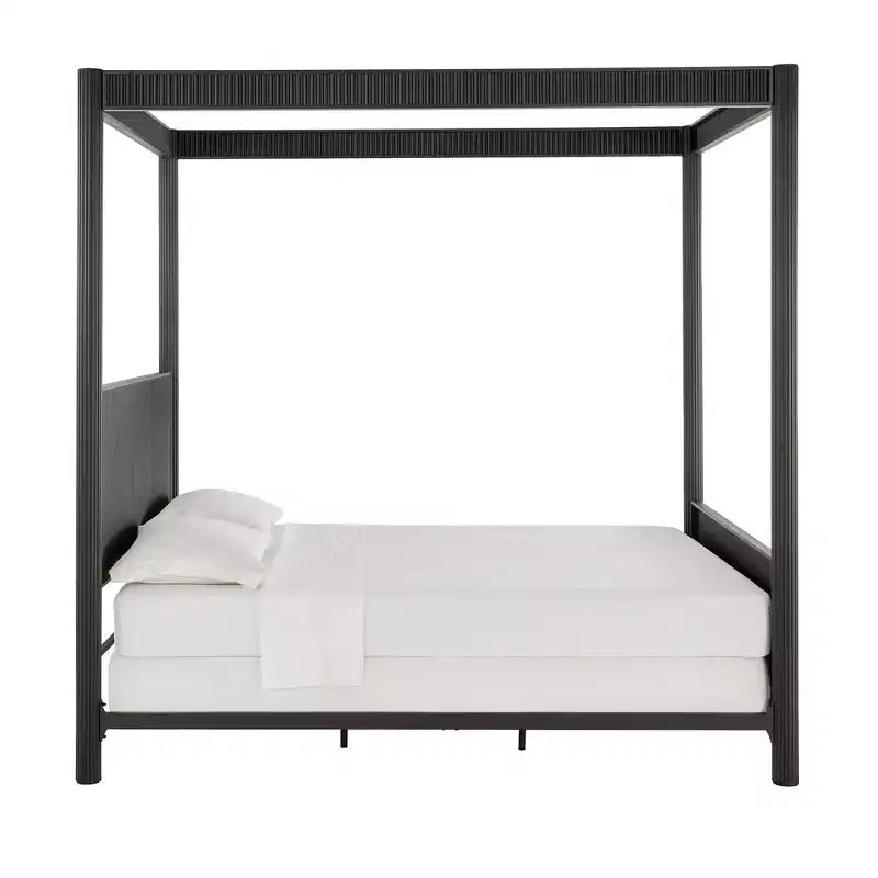 Struttura letto a baldacchino in metallo Queen Size - Nero