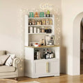 Farmhouse Bakers Rack, 5-Tier Microwave Stand, Cabinet and Storage Shelves, for Kitchen, Dining Room