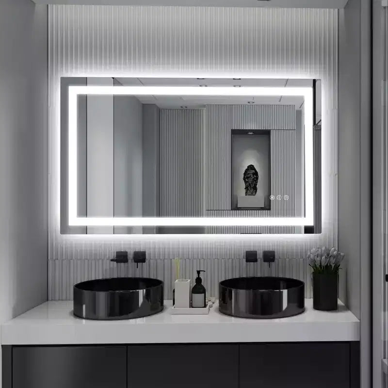 SUMERAIN 40x24 Wall Shatter-Proof Bathroom Mirror Fog-Free ETL 90CRI Vanity Mirror with 3 Color LED