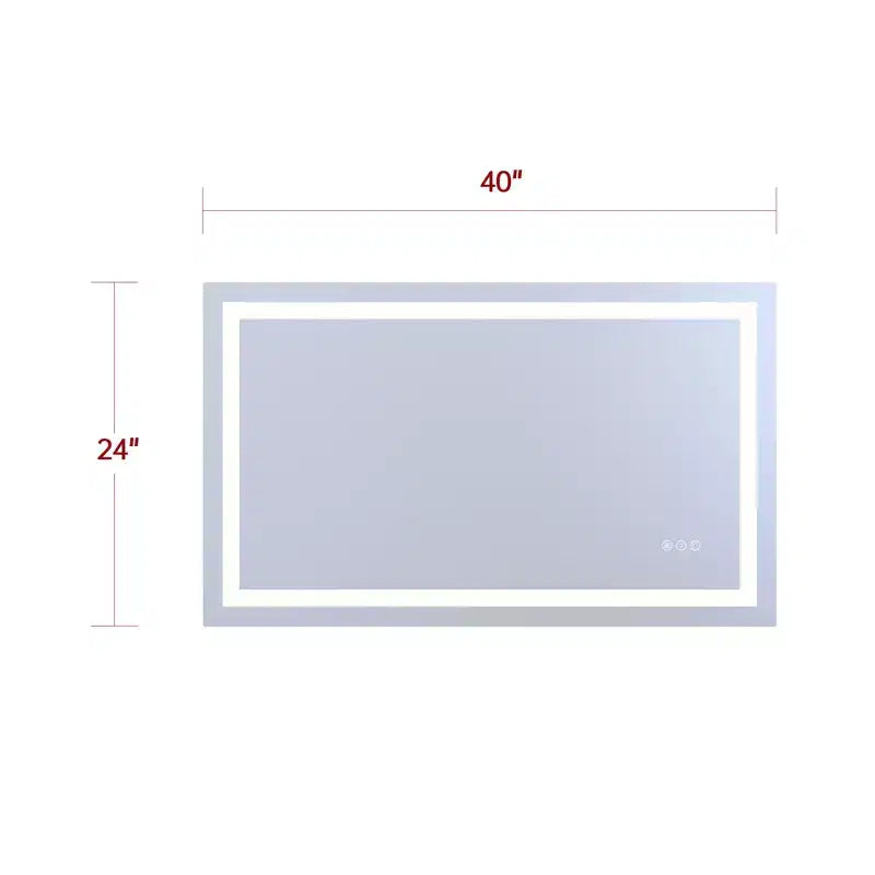 Specchio a LED 40x24 per bagno con antiappannamento e illuminazione a 3 colori dimmerabile