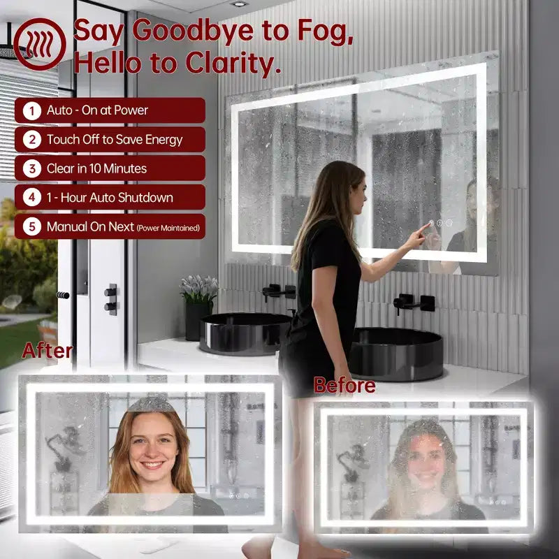 Specchio a LED 40x24 per bagno con antiappannamento e illuminazione a 3 colori dimmerabile