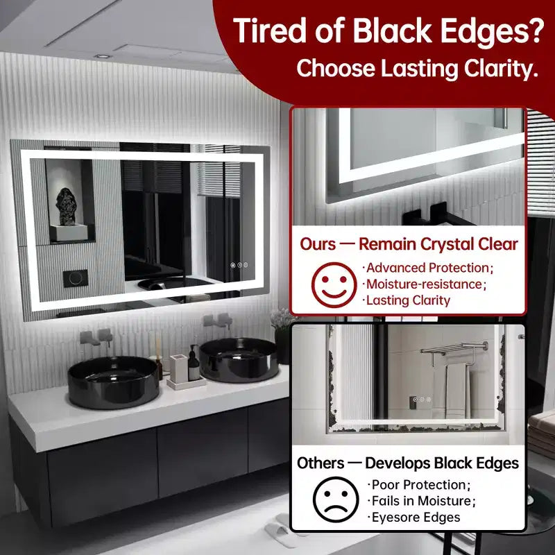 Specchio a LED 40x24 per bagno con antiappannamento e illuminazione a 3 colori dimmerabile