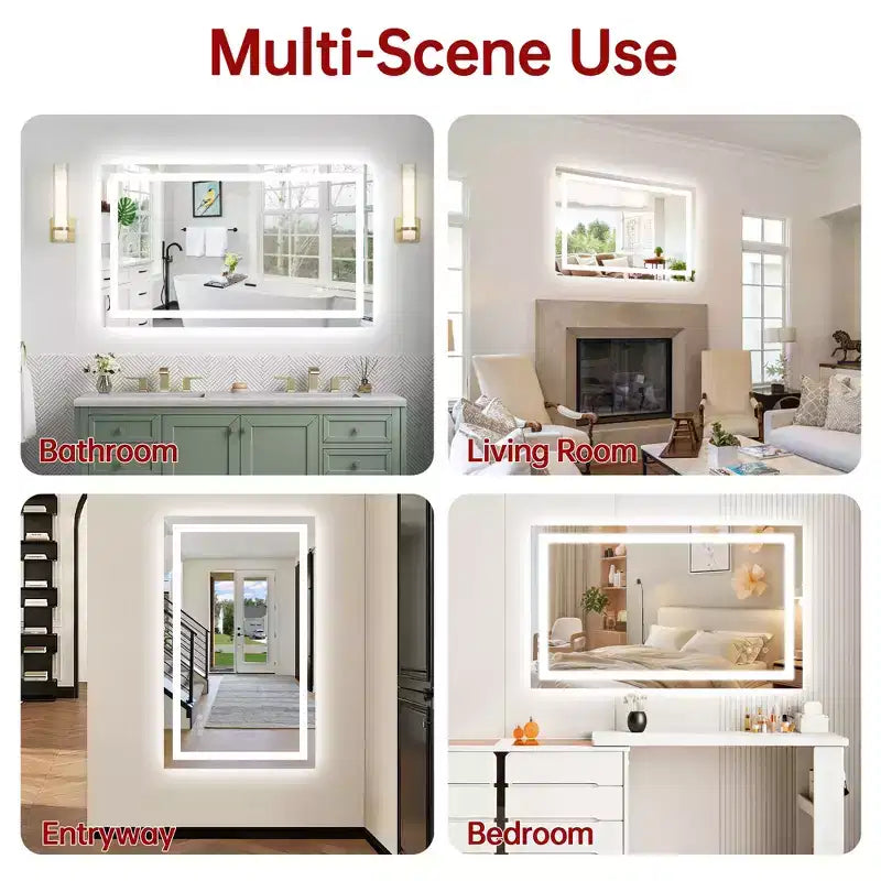 Specchio a LED 40x24 per bagno con antiappannamento e illuminazione a 3 colori dimmerabile