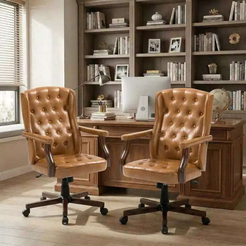 Sedia da ufficio girevole Wingback con rivestimento in similpelle