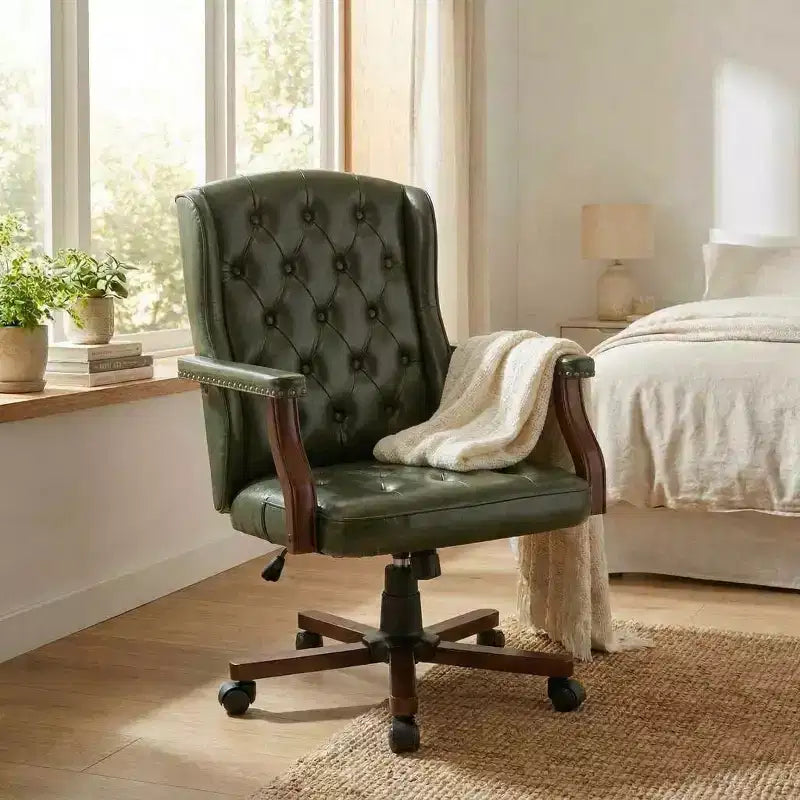Sedia da ufficio girevole Wingback con rivestimento in similpelle