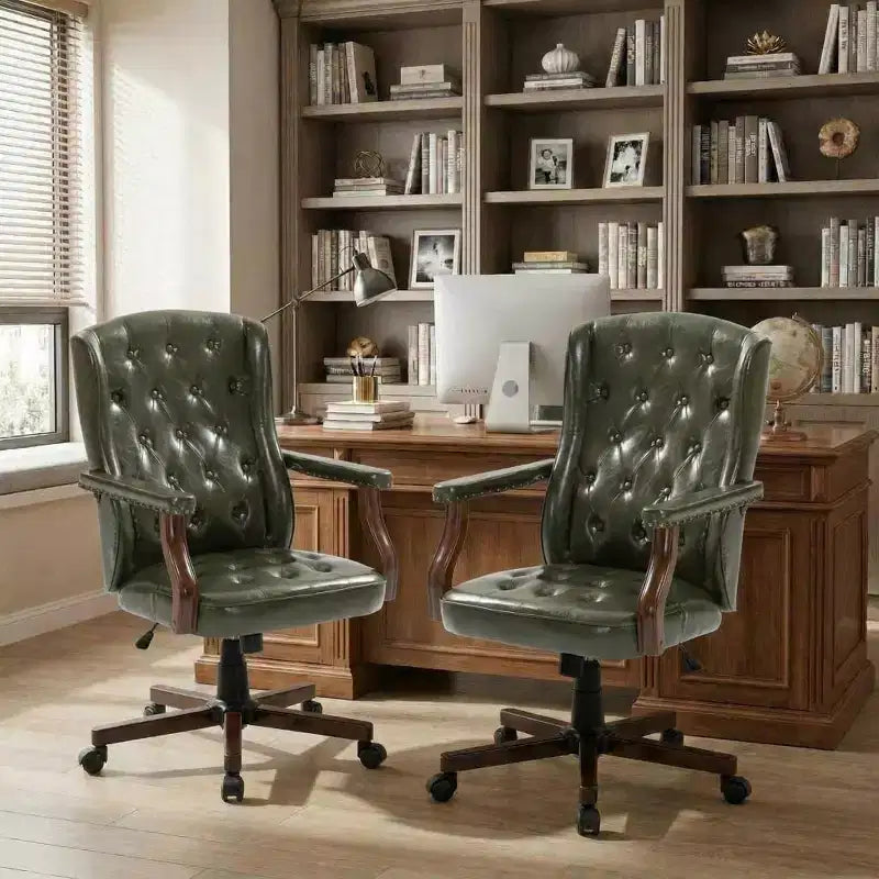 Sedia da ufficio girevole Wingback con rivestimento in similpelle
