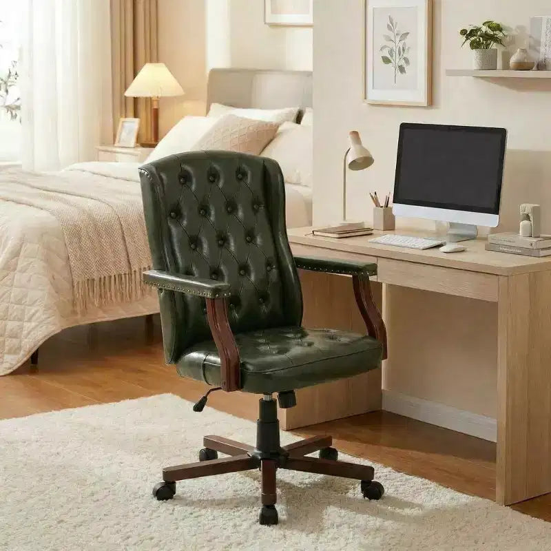 Sedia da ufficio girevole Wingback con rivestimento in similpelle