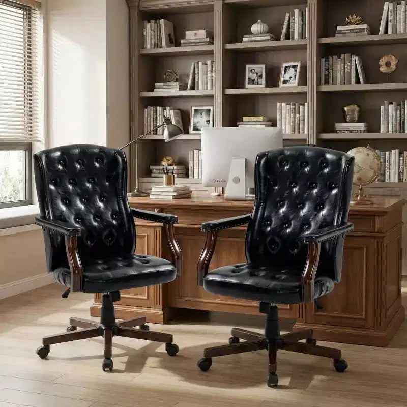 Sedia da ufficio girevole Wingback con rivestimento in similpelle