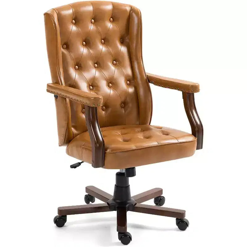 Sedia da ufficio girevole Wingback con rivestimento in similpelle