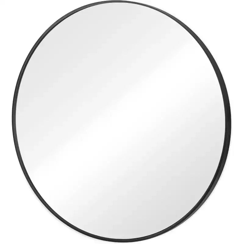 HomeRoots 24 Black Metal Round Framed Bathroom Vanity Mirror