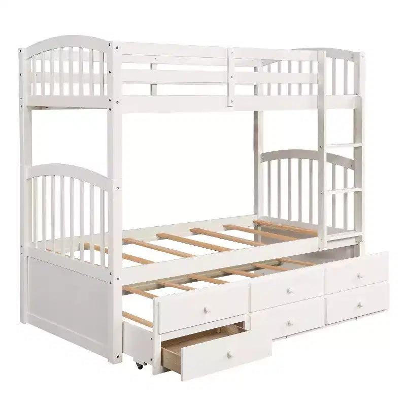 Letto a castello singolo su singolo con letto estraibile e 3 cassetti