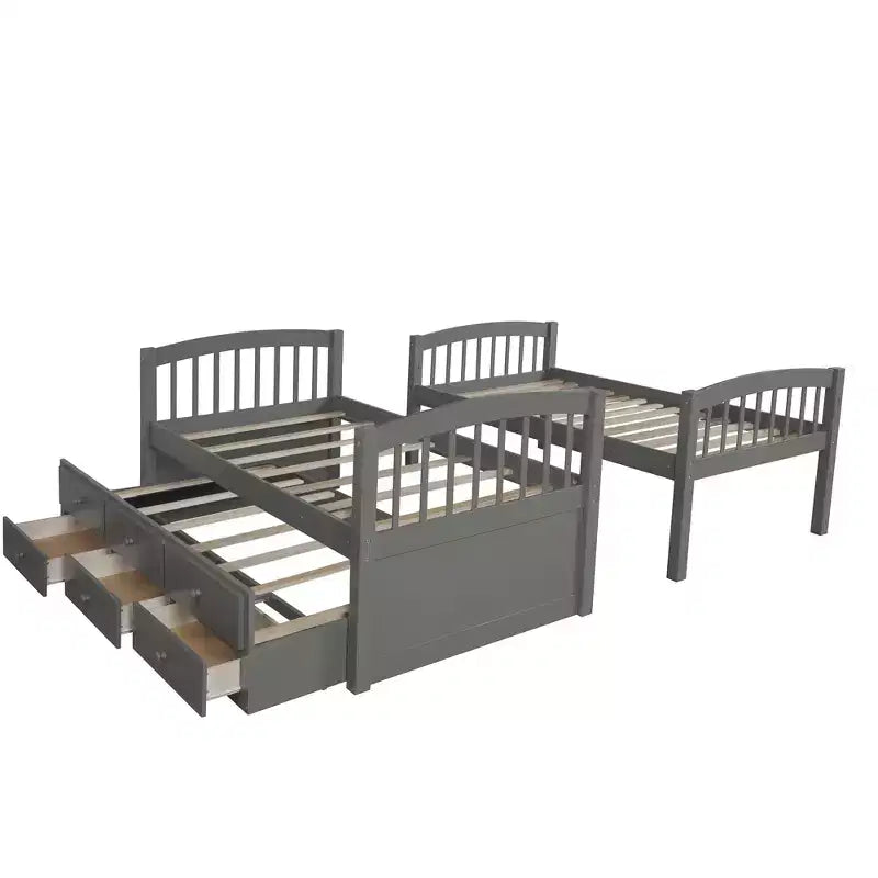 Letto a castello singolo su singolo con letto estraibile e 3 cassetti