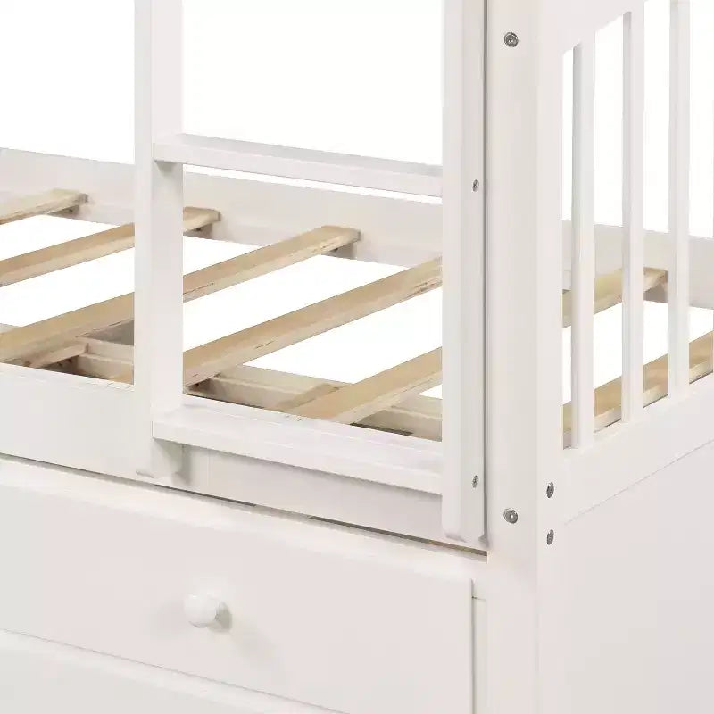 Letto a castello singolo su singolo con letto estraibile e 3 cassetti