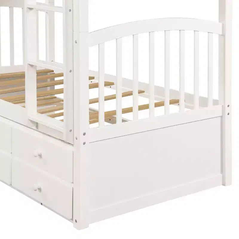 Letto a castello singolo su singolo con letto estraibile e 3 cassetti