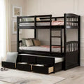 Luxystar Modern Twin Over Twin Bunk Bed With Trundle and 3 Drawers