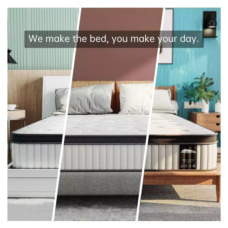 Materasso ibrido traspirante da 10 pollici - Compatibile con letto a piattaforma, rete a molle o base a doghe