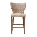 bali & pari Enver Rattan and Mahogany Wood Counter Height Barstool Kubu Gray/Rustic Taupe