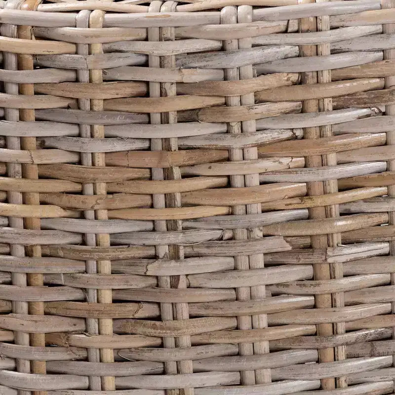 Sgabello da bar ad altezza bancone Enver in rattan e legno di mogano – Grigio Kubu / Tortora rustico