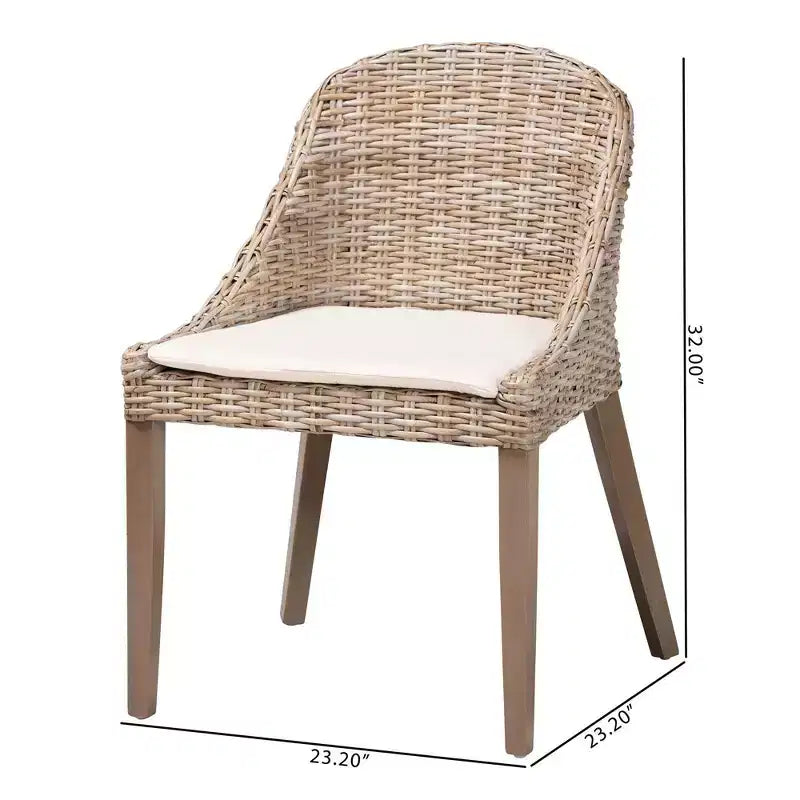 Sedia da pranzo Lara in rattan e legno di mogano – Kubu Gray / Rustic Taupe