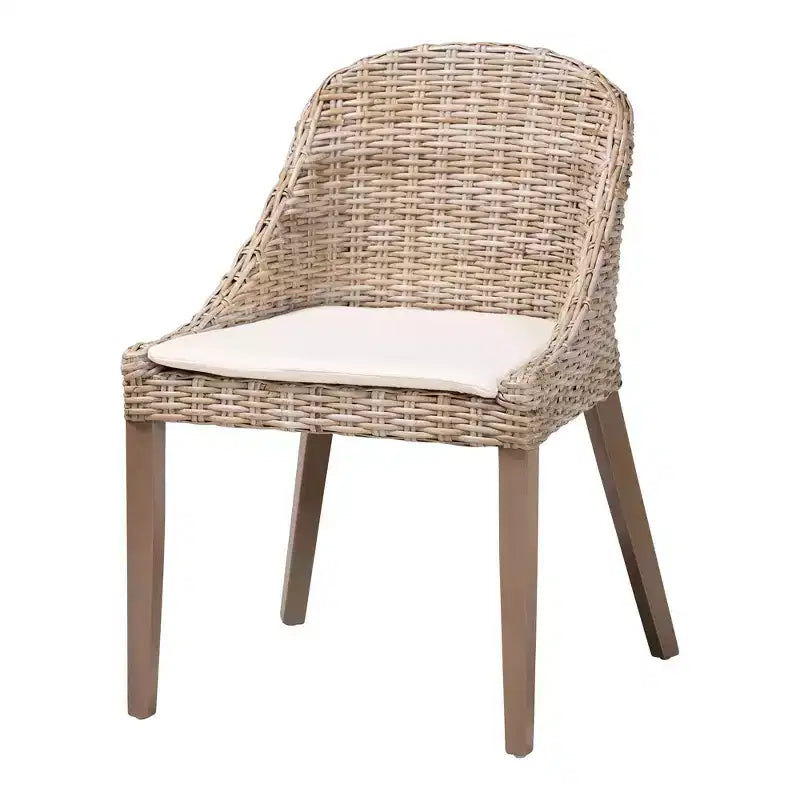 Sedia da pranzo Lara in rattan e legno di mogano – Kubu Gray / Rustic Taupe