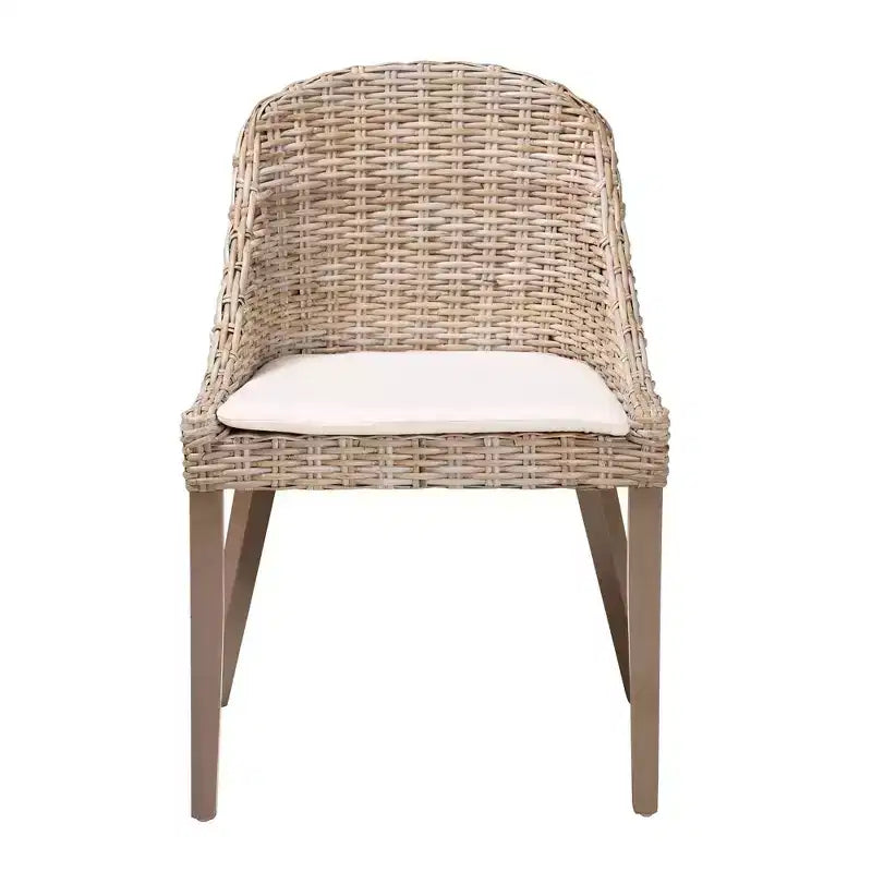 Sedia da pranzo Lara in rattan e legno di mogano – Kubu Gray / Rustic Taupe