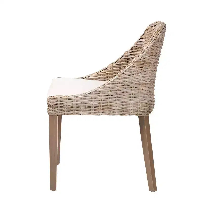 Sedia da pranzo Lara in rattan e legno di mogano – Kubu Gray / Rustic Taupe