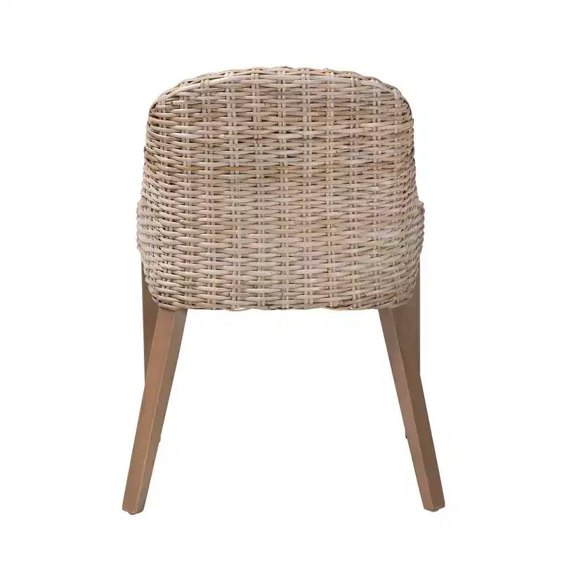 Sedia da pranzo Lara in rattan e legno di mogano – Kubu Gray / Rustic Taupe