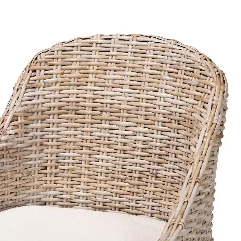 Sedia da pranzo Lara in rattan e legno di mogano – Kubu Gray / Rustic Taupe