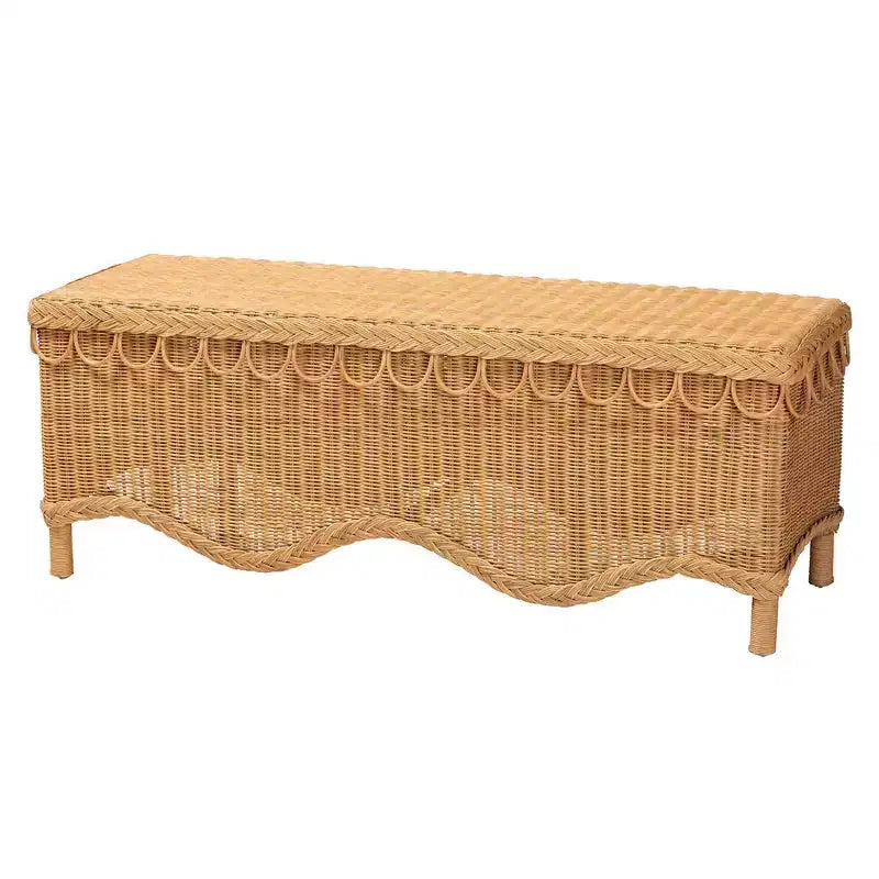 Panca d'appoggio in rattan con bordo smerlato – Miele chiaro