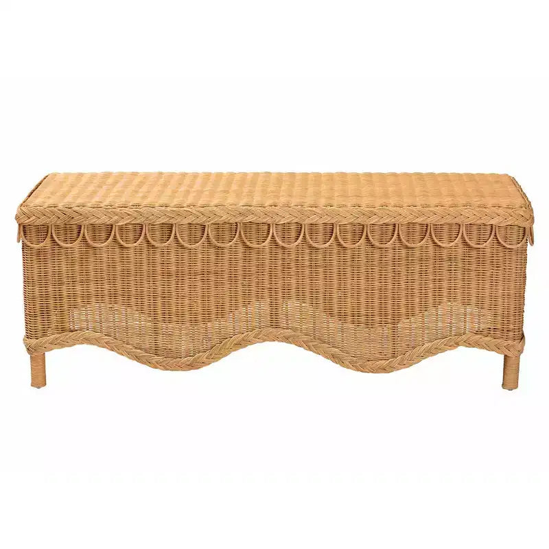 Panca d'appoggio in rattan con bordo smerlato – Miele chiaro