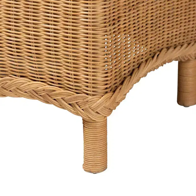 Panca d'appoggio in rattan con bordo smerlato – Miele chiaro