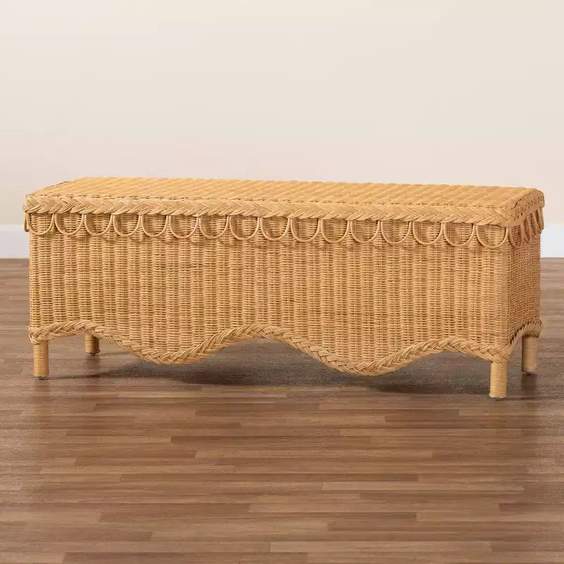 Panca d'appoggio in rattan con bordo smerlato – Miele chiaro